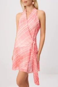TRENDYOLMİLLA PINK Plaid Siphon Lined Barbell Collar tied up Short / Mini Weaving Dress - Image 3