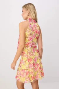 TRENDYOLMİLLA Multicolored Printed Barbell Collar Sleeveless Tulle Knitting Dress - Image 4