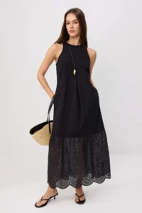 TRENDYOLMİLLA Black Skirt Ucu Detailed Maxi Weaving Dress
