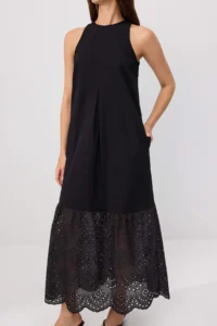 TRENDYOLMİLLA Black Skirt Ucu Detailed Maxi Weaving Dress - Image 3