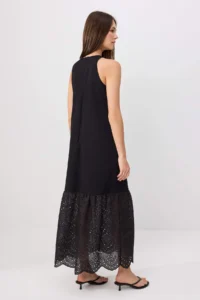 TRENDYOLMİLLA Black Skirt Ucu Detailed Maxi Weaving Dress - Image 4