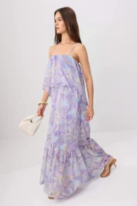 TRENDYOLMİLLA Multicolored Midi Siphon Lined Weaving Dress