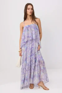 TRENDYOLMİLLA Multicolored Midi Siphon Lined Weaving Dress - Image 2
