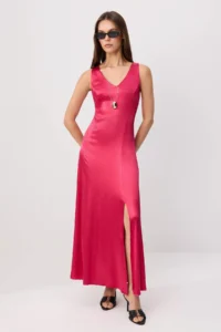 TRENDYOLMİLLA Cherry Plain Maxi Weaving Dress - Image 2