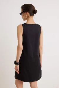 TRENDYOLMİLLA Black Square Neck Thick Sleeveless Short Weaving Dress - Image 4