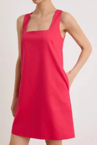 TRENDYOLMİLLA Fuchsia Square Neck Thick Sleeveless Short Weaving Dress - Image 3