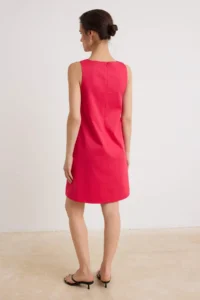 TRENDYOLMİLLA Fuchsia Square Neck Thick Sleeveless Short Weaving Dress - Image 4