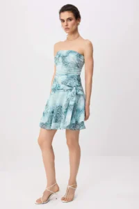 TRENDYOLMİLLA BLUE-Multicolored animals Short / Mini Weaving Dress