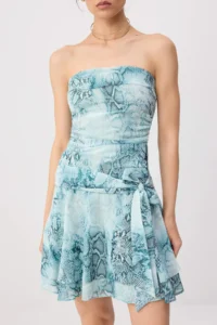 TRENDYOLMİLLA BLUE-Multicolored animals Short / Mini Weaving Dress - Image 3