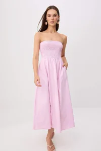 TRENDYOLMİLLA PINK-Multicolored Striped Maxi Weaving Dress