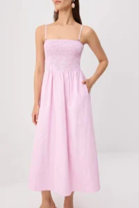 TRENDYOLMİLLA PINK-Multicolored Striped Maxi Weaving Dress - Image 3