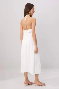 TRENDYOLMİLLA Ecru Floral Shawl Satin Midi Weaving Dress - Image 4