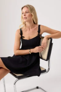 TRENDYOLMİLLA Black Lace Sleeveless Mini Cotton Weaving Dress - Image 2