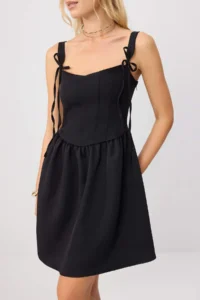 TRENDYOLMİLLA Black Lace Sleeveless Mini Cotton Weaving Dress - Image 3