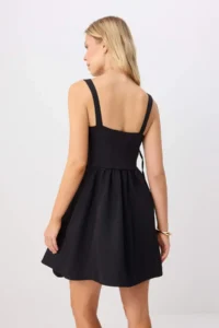 TRENDYOLMİLLA Black Lace Sleeveless Mini Cotton Weaving Dress - Image 4