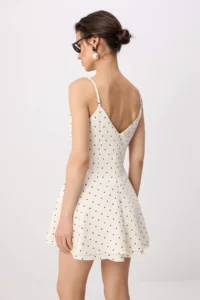 TRENDYOLMİLLA Ecru-Multicolored Polka Dot Short / Mini Weaving Shorts Skirt Dress - Image 4