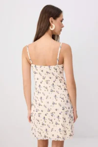 TRENDYOLMİLLA Multicolored Floral A-line/Life Form Rope Sleeveless Lace Detailed Flexible Knitting Dress - Image 4