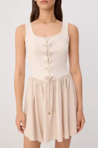 TRENDYOLMİLLA Stone Plain skater Lyocell Corset Detailed Thick Sleeveless Mini Knitting Dress - Image 3