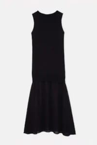 TRENDYOLMİLLA Black Satin Detailed Maxi Size Knit Dress - Image 4