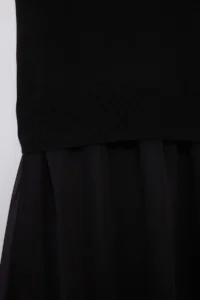 TRENDYOLMİLLA Black Satin Detailed Maxi Size Knit Dress - Image 6
