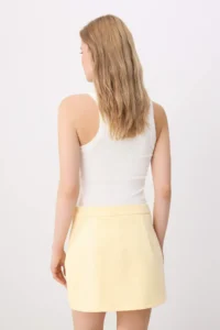 TRENDYOLMİLLA Yellow Asymmetric Belt Detailed Weaving Mini Shorts Skirt - Image 4