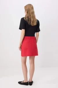 TRENDYOLMİLLA Red Mini DENIM 100% Cotton Skirt - Image 4
