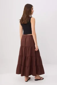 TRENDYOLMİLLA Dark Brown Zincir Arched Midi Skirt - Image 4