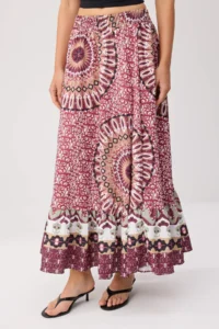 TRENDYOLMİLLA Ethnic Patterned Elastic Waist Viscose Skirt - Image 2