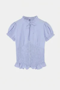 TRENDYOLMİLLA Light BLUE Bedene Oturan Gipe Detailed Shirt - Image 5
