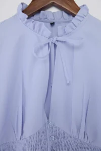 TRENDYOLMİLLA Light BLUE Bedene Oturan Gipe Detailed Shirt - Image 6