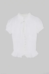 TRENDYOLMİLLA WHITE Bedene Oturan Gipe Detailed Shirt - Image 5
