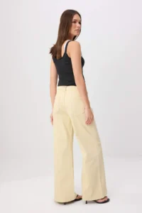 TRENDYOLMİLLA Ecru Medium Flexible High Waist Wide Leg Wide Leg jeans - Image 4