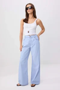 TRENDYOLMİLLA Light BLUE Elastic Waist High Waist Wide Leg jeans - Image 2