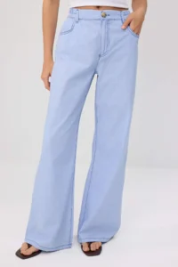 TRENDYOLMİLLA Light BLUE Elastic Waist High Waist Wide Leg jeans - Image 3