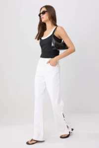 TRENDYOLMİLLA WHITE Button Detailed High Waist Wide Leg jeans - Image 2