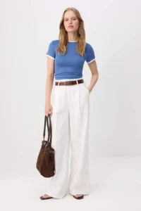 TRENDYOLMİLLA WHITE Thin Striped Weaving Pants