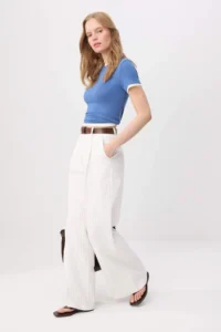 TRENDYOLMİLLA WHITE Thin Striped Weaving Pants - Image 2