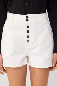 TRENDYOLMİLLA WHITE Button Detailed High Waist Mini DENIM Shorts - Image 3