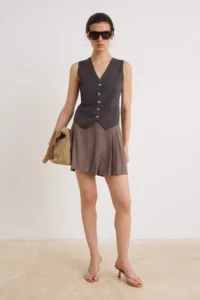 TRENDYOLMİLLA Brown Lace Closure Soft Touch Mini Shorts Skirt Shorts & Bermuda