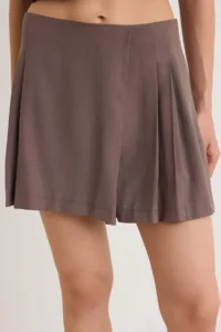 TRENDYOLMİLLA Brown Lace Closure Soft Touch Mini Shorts Skirt Shorts & Bermuda - Image 3
