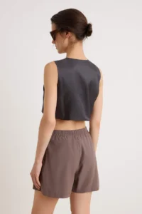TRENDYOLMİLLA Brown Lace Closure Soft Touch Mini Shorts Skirt Shorts & Bermuda - Image 4