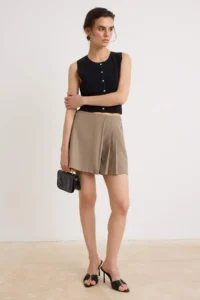 TRENDYOLMİLLA Light Khaki Lace Up Soft Touch Mini Shorts Skirt Shorts & Bermuda