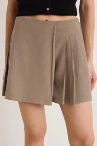 TRENDYOLMİLLA Light Khaki Lace Up Soft Touch Mini Shorts Skirt Shorts & Bermuda - Image 3