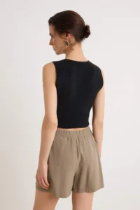 TRENDYOLMİLLA Light Khaki Lace Up Soft Touch Mini Shorts Skirt Shorts & Bermuda - Image 4