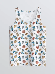 LCW Kids White Crew Neck Printed Boys' Tank Top