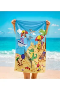 Erays Home Jungle Animals Patterned Beach Towel Children's Beach Sea Towel - Image 4