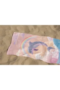 Erays Home Dolphin Patterned Girls' Beach Bath Towel - Image 3