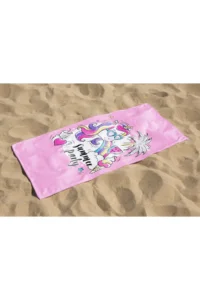 Erays Home Unicorn Ice Cream Summer Patterned Beach Towel Girls' Beach Towel - Image 2