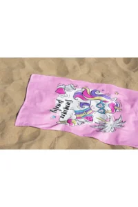 Erays Home Unicorn Ice Cream Summer Patterned Beach Towel Girls' Beach Towel - Image 3