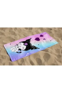 Erays Home Kuromi Patterned Digital Printed Beach Bath Towel Girl's Beach Towel Beach Towel - Image 2